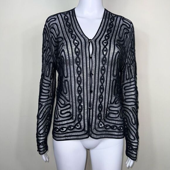 Anne Crimmins for Umi Collections Sheer 100% Silk Lace Cardigan (No size .. meas - Picture 1 of 10